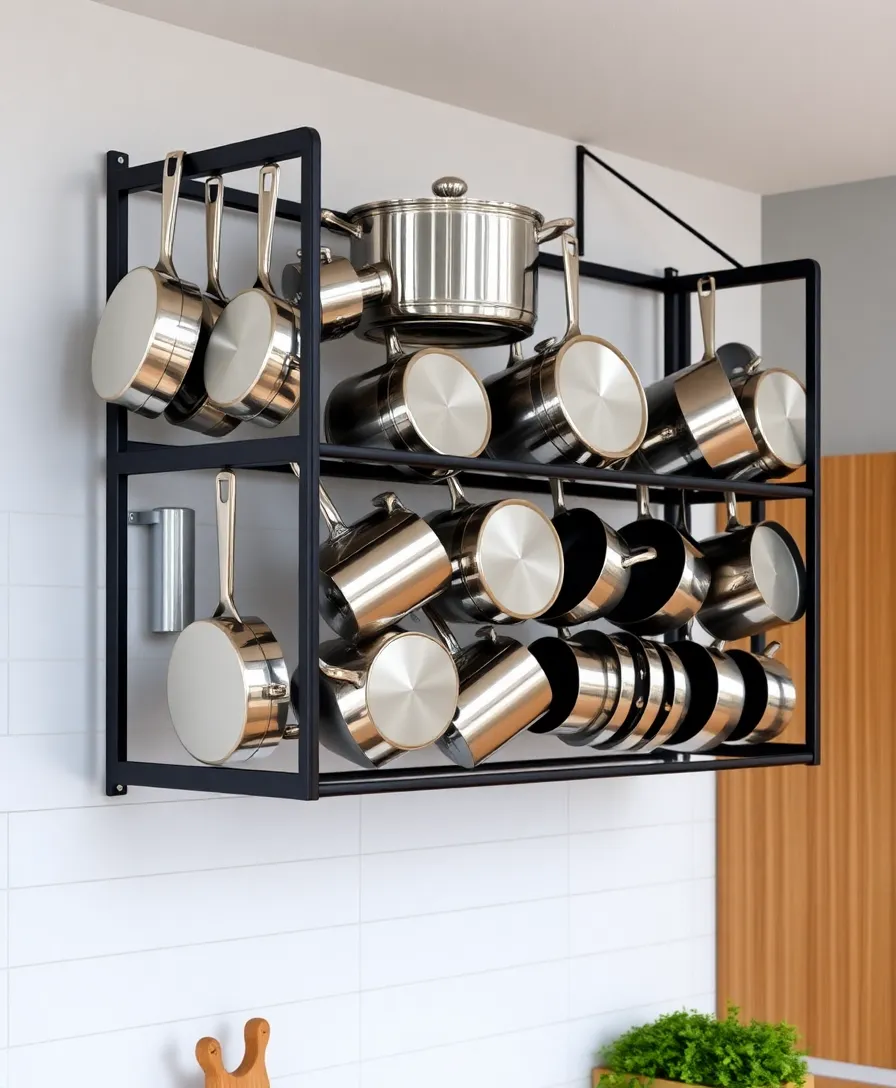 17 Genius DIY Storage Solutions That’ll Maximize Your Space (You’ll Thank Us for #9!) - 14. Wall-Mounted Pot Rack