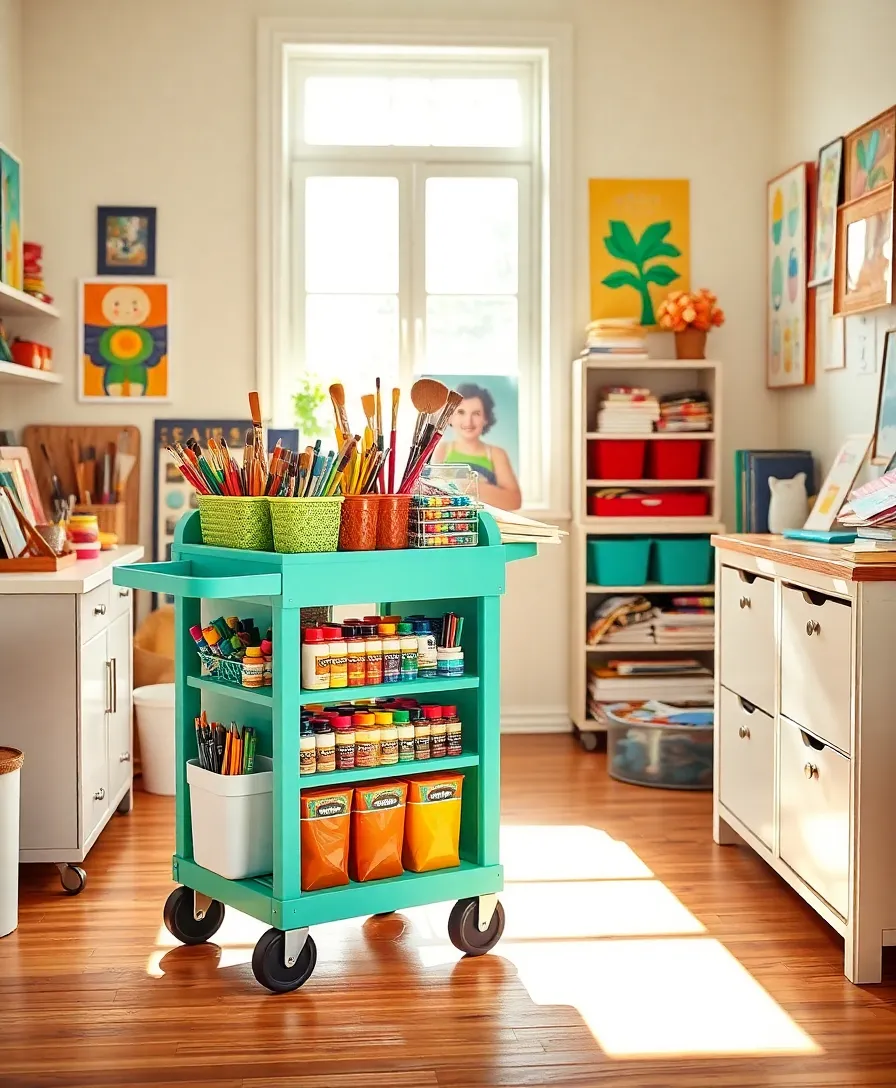 17 Genius DIY Storage Solutions That’ll Maximize Your Space (You’ll Thank Us for #9!) - 5. Rolling Cart for Craft Supplies