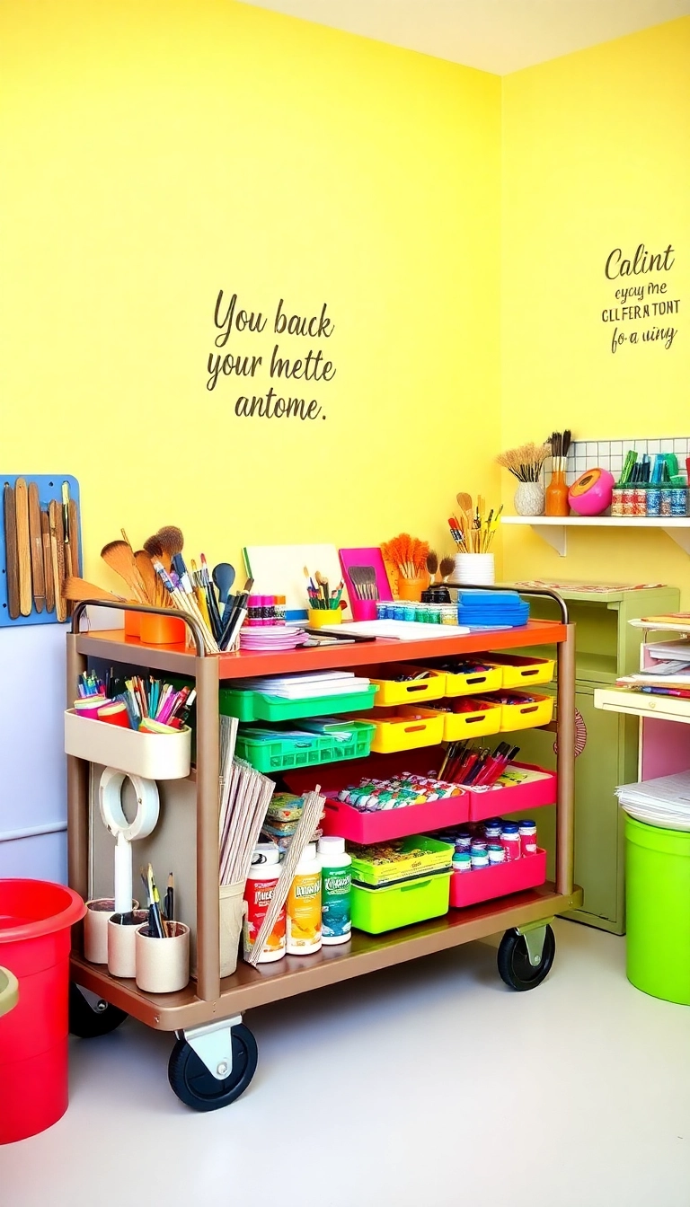 22 Clever Home Storage Hacks You Never Knew You Needed (Especially #12!) - 19. Use a Trolley for Craft Supplies