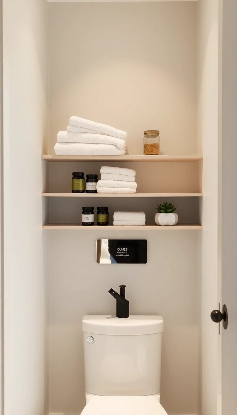 22 Clever Home Storage Hacks You Never Knew You Needed (Especially #12!) - 10. Bathroom Shelf Above the Toilet