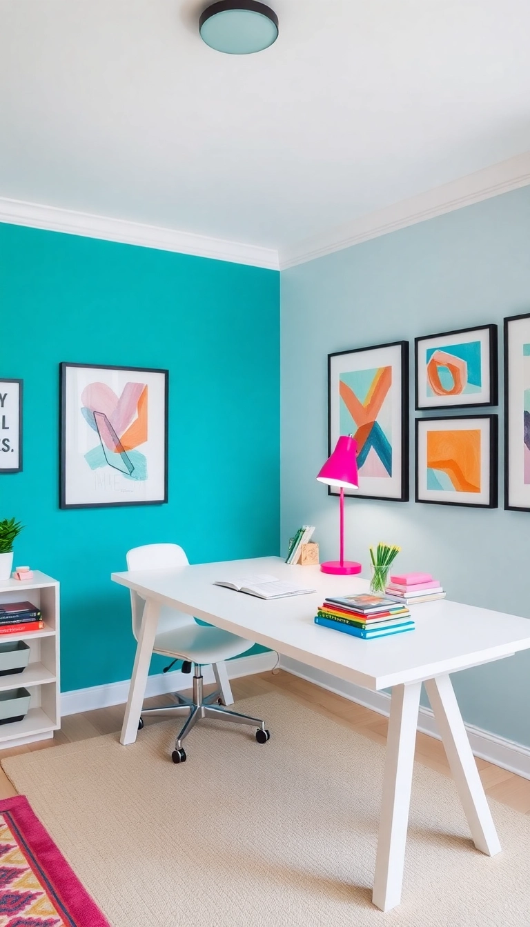17 Home Office Decor Ideas That'll Boost Your Productivity and Style! - 2. Colorful Accents