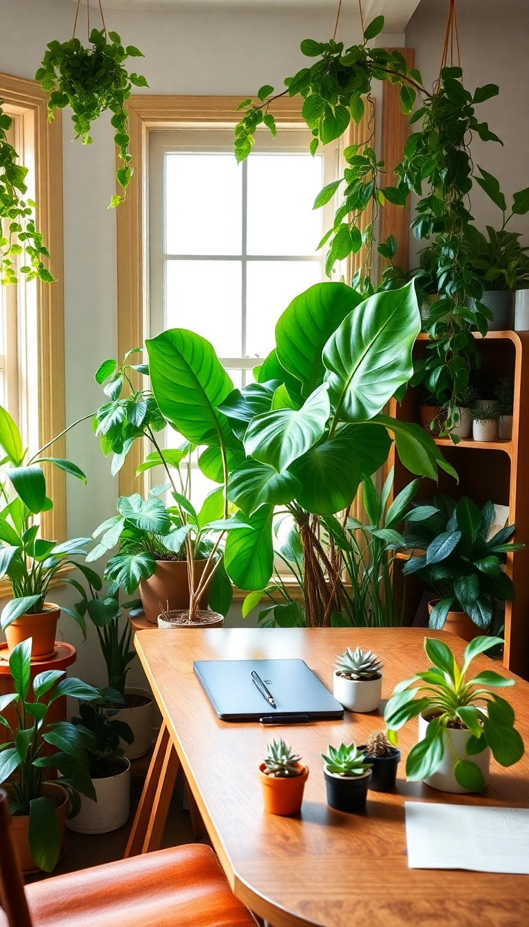 17 Home Office Decor Ideas That'll Boost Your Productivity and Style! - 7. Greenery and Natural Elements