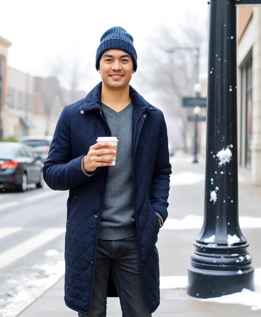 12 Effortless Casual Winter Outfits That'll Keep You Cozy and Chic! - 12. Quilted Coat with Knit Beanie