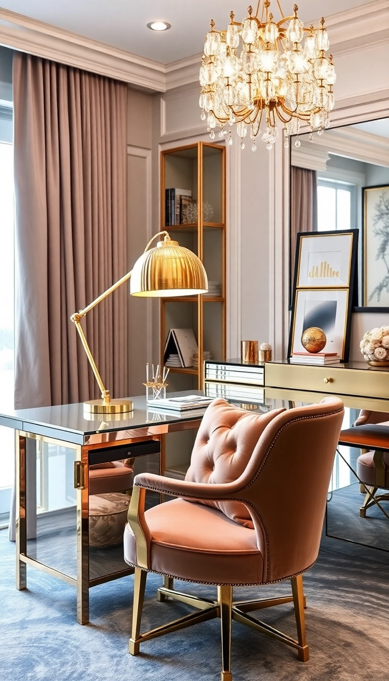 17 Home Office Decor Ideas That'll Boost Your Productivity and Style! - 10. A Touch of Glam