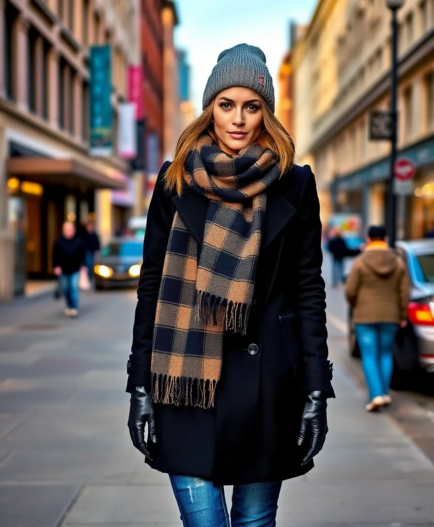 12 Effortless Casual Winter Outfits That'll Keep You Cozy and Chic! - 7. Oversized Scarf with Classic Peacoat