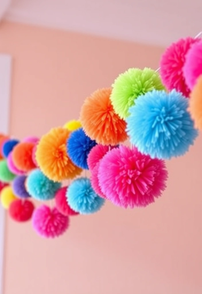 14 Simple Beginner Craft Ideas That'll Make You Feel Like a Pro (Even If You're a Total Newbie!) - 13. Fun Pom-Pom Garlands