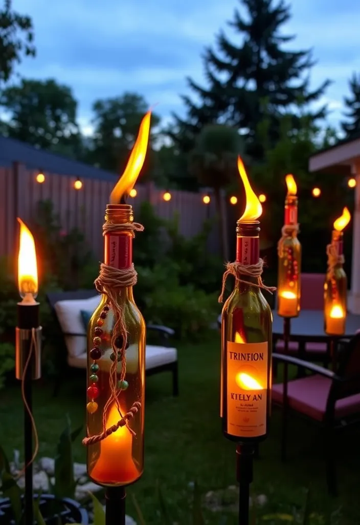 20 Incredible Upcycled Crafts You Won't Believe Are Made from Trash (#5 Is Pure Genius!) - 4. Wine Bottle Tiki Torch