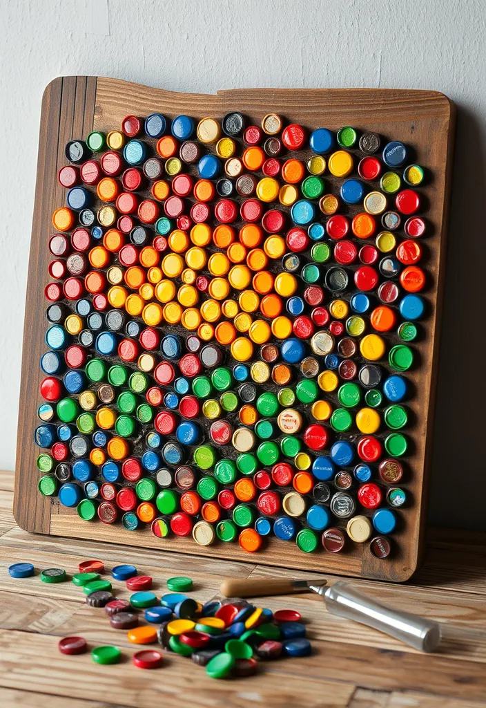 20 Incredible Upcycled Crafts You Won't Believe Are Made from Trash (#5 Is Pure Genius!) - 2. Bottle Cap Mosaic Art