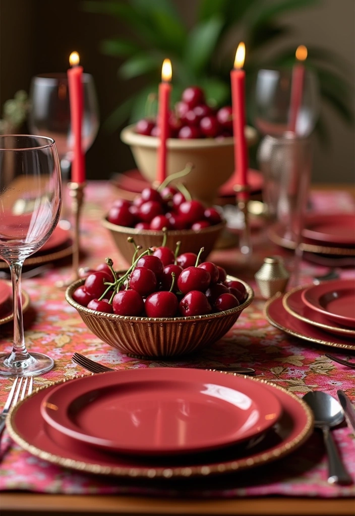 12 Cherry Decor Ideas That Will Make Your Space Pop with Color (You Won't Believe #5!) - 6. Cherry-Inspired Table Settings