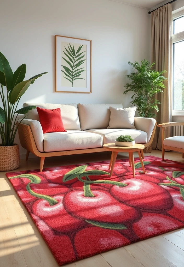 12 Cherry Decor Ideas That Will Make Your Space Pop with Color (You Won't Believe #5!) - 9. Cherry-Themed Rugs