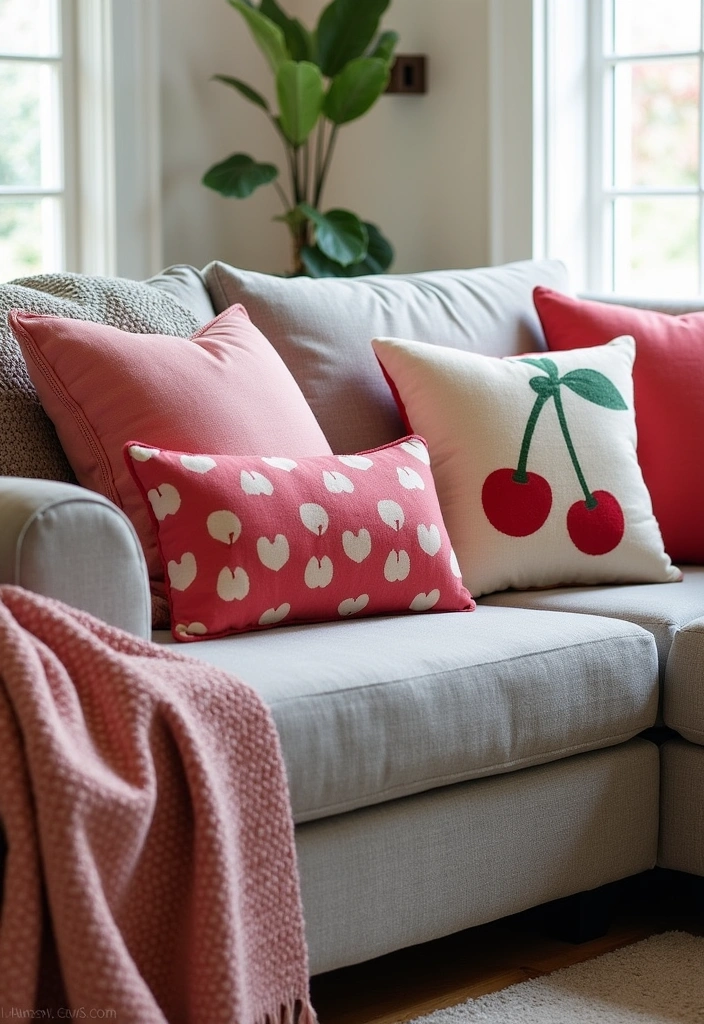 12 Cherry Decor Ideas That Will Make Your Space Pop with Color (You Won't Believe #5!) - 5. Cherry Decorative Pillows