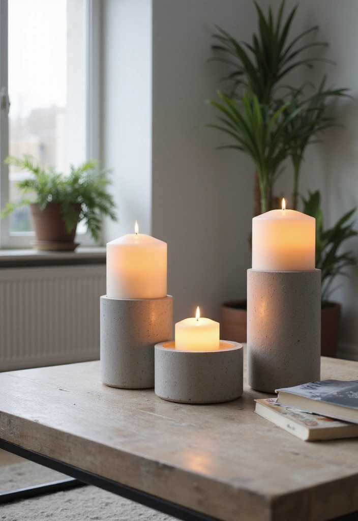 19 DIY Lighting Projects That'll Instantly Elevate Your Home Aesthetic! - 12. DIY Candle Holders from Concrete