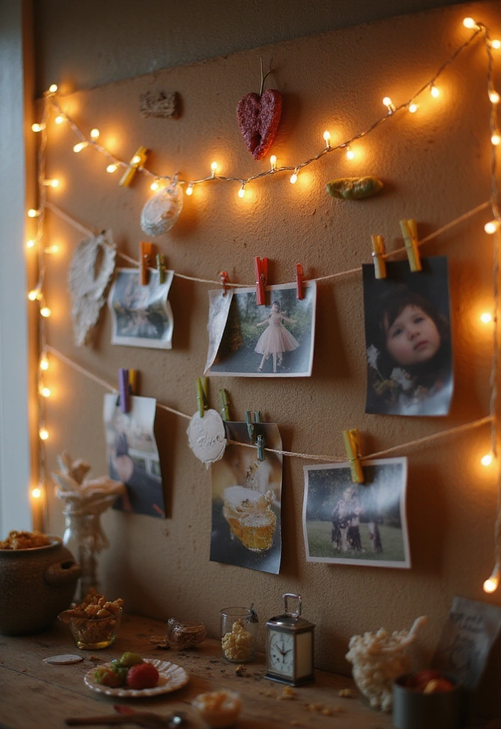 19 DIY Lighting Projects That'll Instantly Elevate Your Home Aesthetic! - 13. DIY Fairy Light Photo Wall