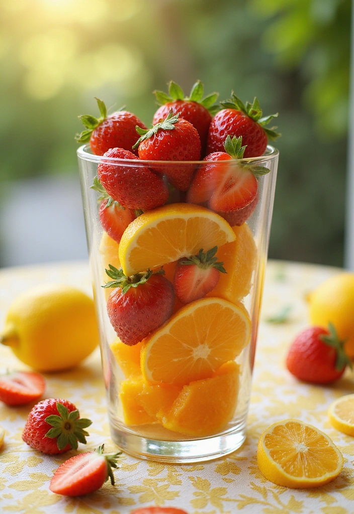 22 Spring-Inspired Strawberry Centerpieces That Bring Life to Your Table! - 4. Strawberry and Citrus Burst Centerpiece