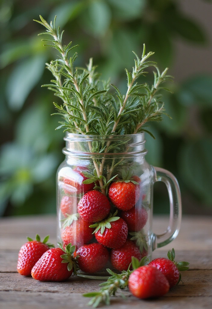 22 Spring-Inspired Strawberry Centerpieces That Bring Life to Your Table! - 18. Strawberry and Herbal Infusion