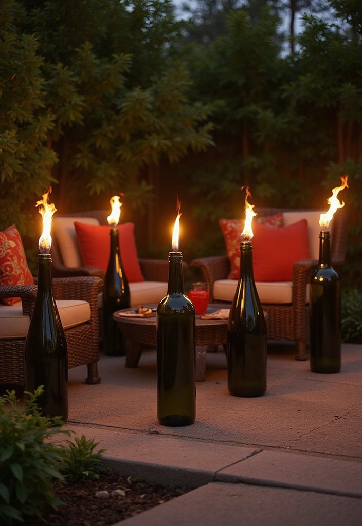 19 DIY Lighting Projects That'll Instantly Elevate Your Home Aesthetic! - 10. DIY Wine Bottle Torch