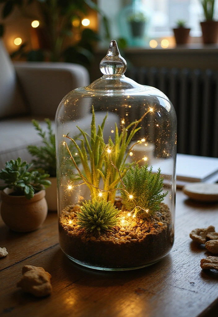 19 DIY Lighting Projects That'll Instantly Elevate Your Home Aesthetic! - 14. DIY Tabletop Terrarium Light