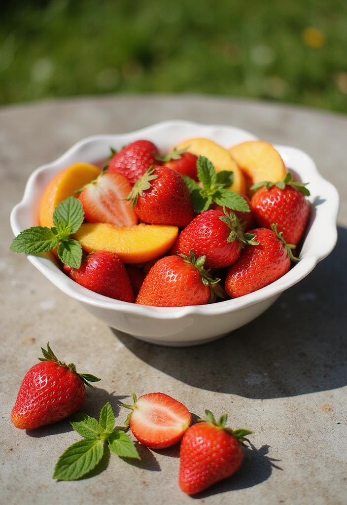 22 Spring-Inspired Strawberry Centerpieces That Bring Life to Your Table! - 16. Strawberry and Peach Fusion