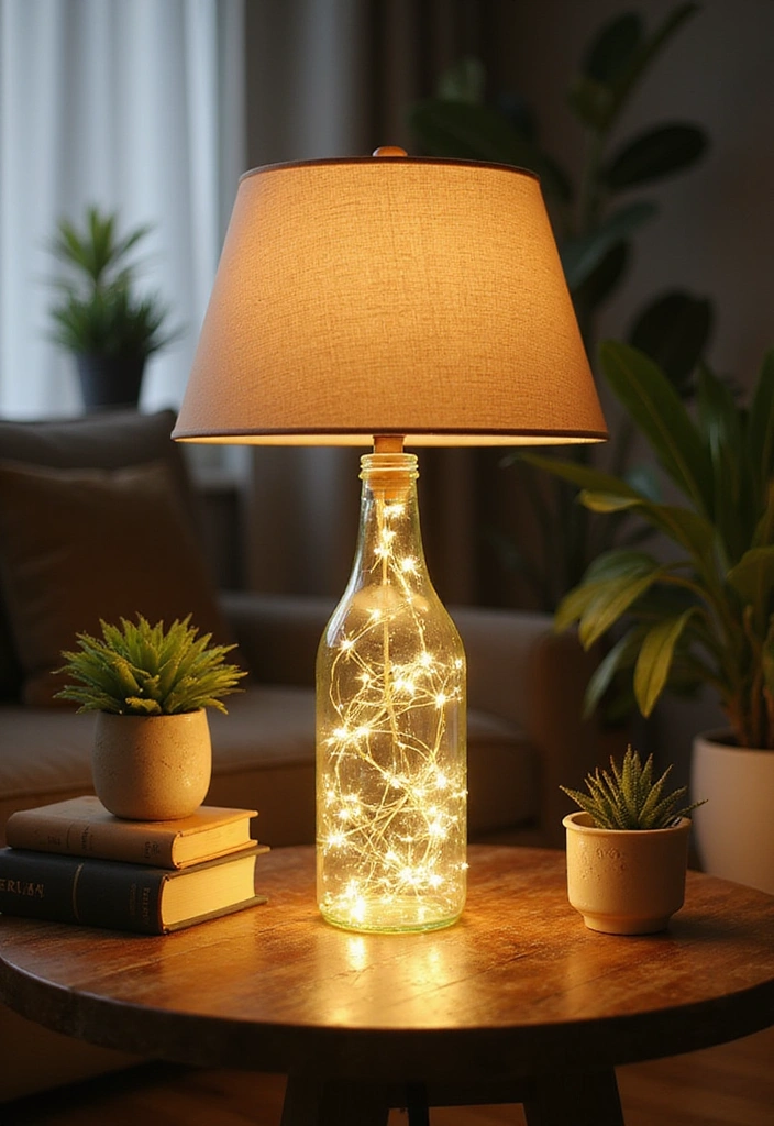 19 DIY Lighting Projects That'll Instantly Elevate Your Home Aesthetic! - 5. Glass Bottle Table Lamp
