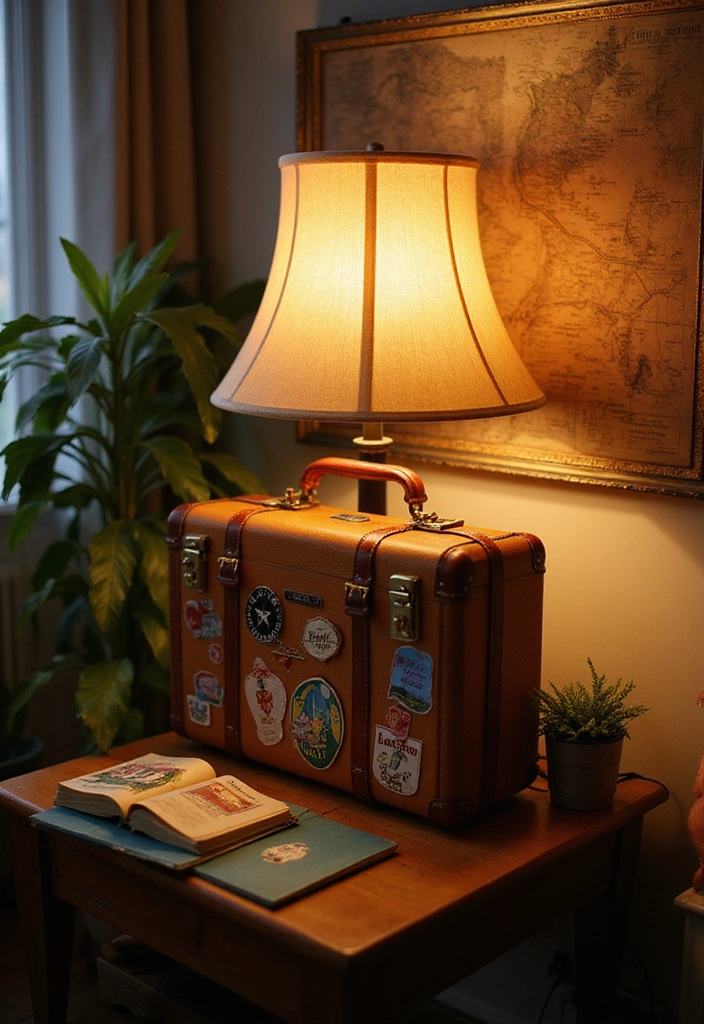 19 DIY Lighting Projects That'll Instantly Elevate Your Home Aesthetic! - 9. Vintage Suitcase Lamp